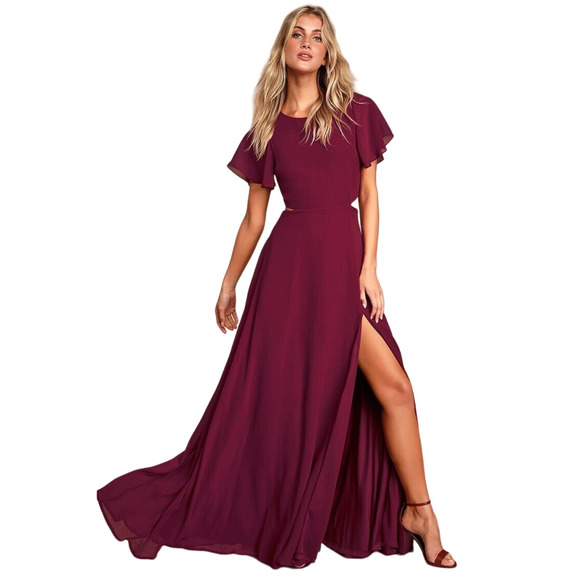 Lulus Dresses & Skirts - NWT Lulu's Garden Bliss Burgundy Satin Cutout Maxi Dress Size XL